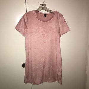 Suede t-shirt dress